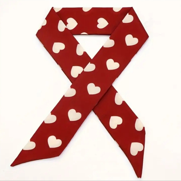 BAG SCARF Red with White Hearts 🤍 - Picture 6 of 6
